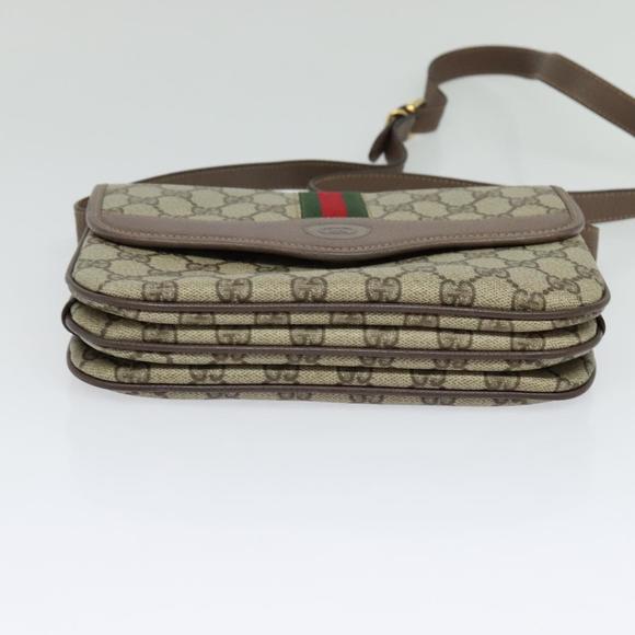 GUCCI GG Supreme Web Sherry Line Bag PVC Beige Gold 001 113 6862 Auth ep8510 - Picture 5 of 16